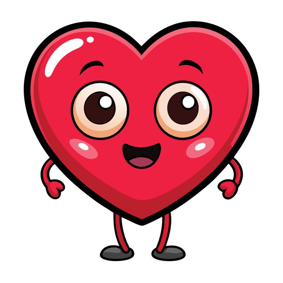 heart character with big eyes and arms vector