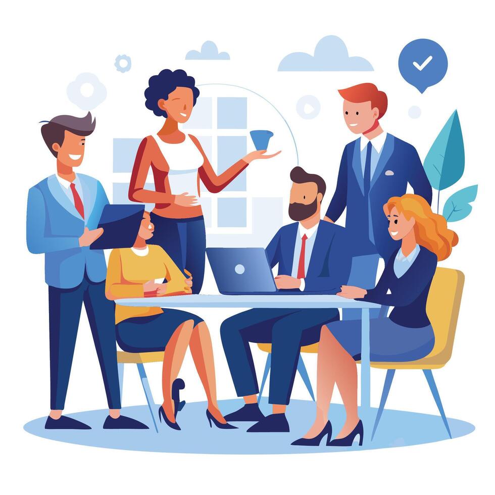 business people working together in an office vector