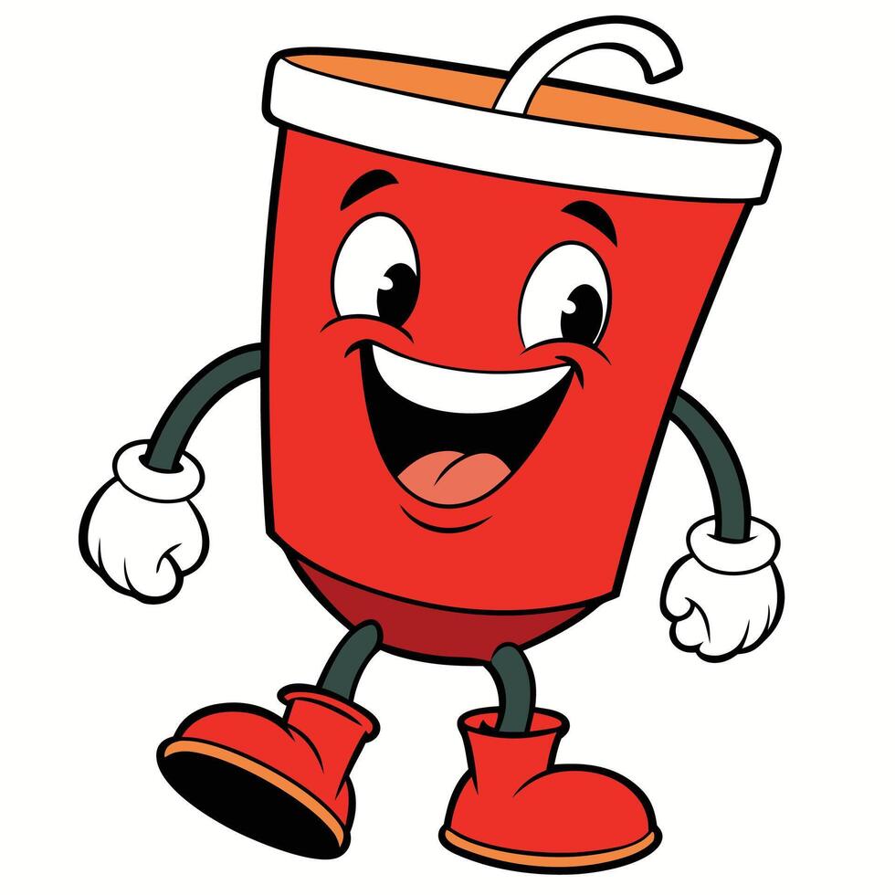 a red cup with a smiley face and a smile vector