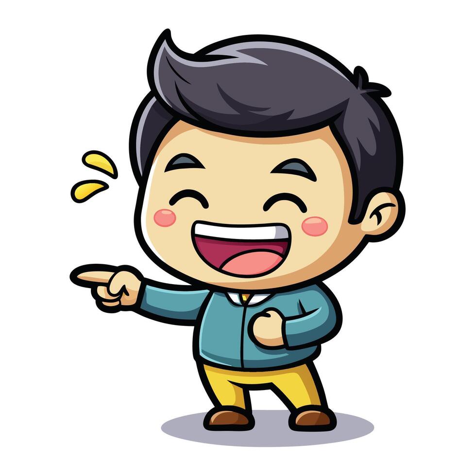 cartoon man pointing at something, vector
