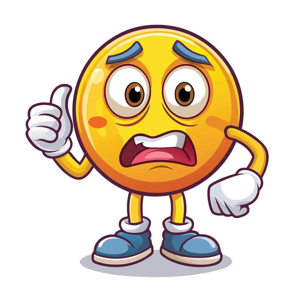 emoticon character with thumbs up and sad face vector
