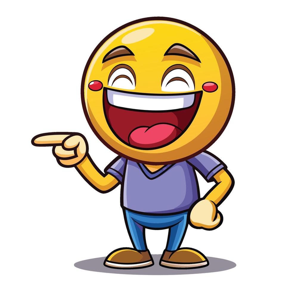 emoticon character pointing at something background vector