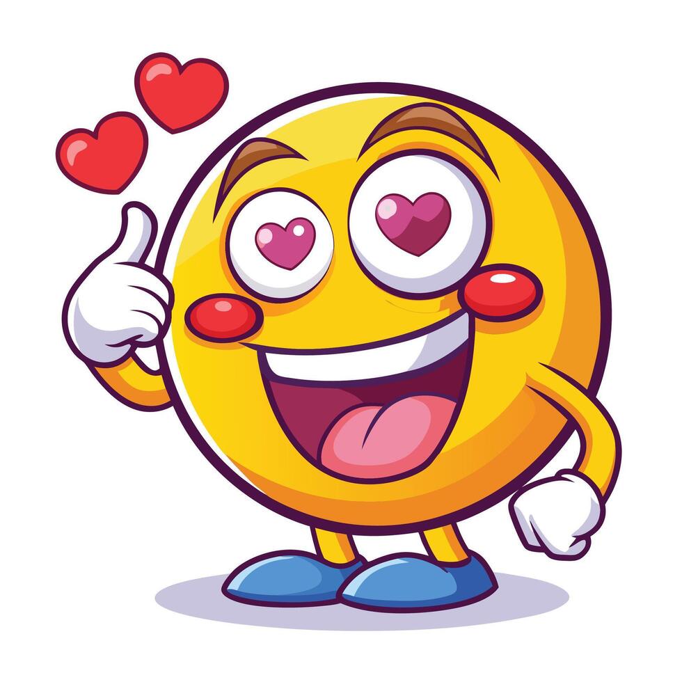 emoticon character with heart eyes and thumbs up vector