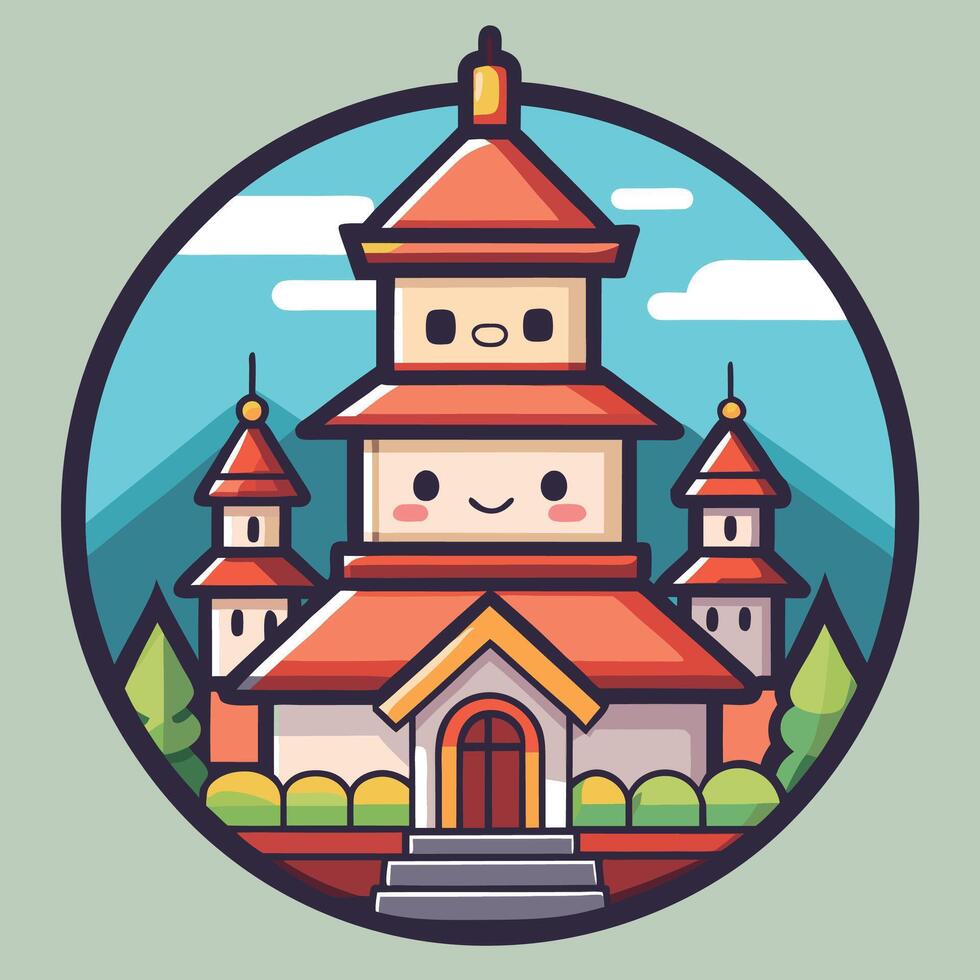 a cartoon style illustration of a temple vector