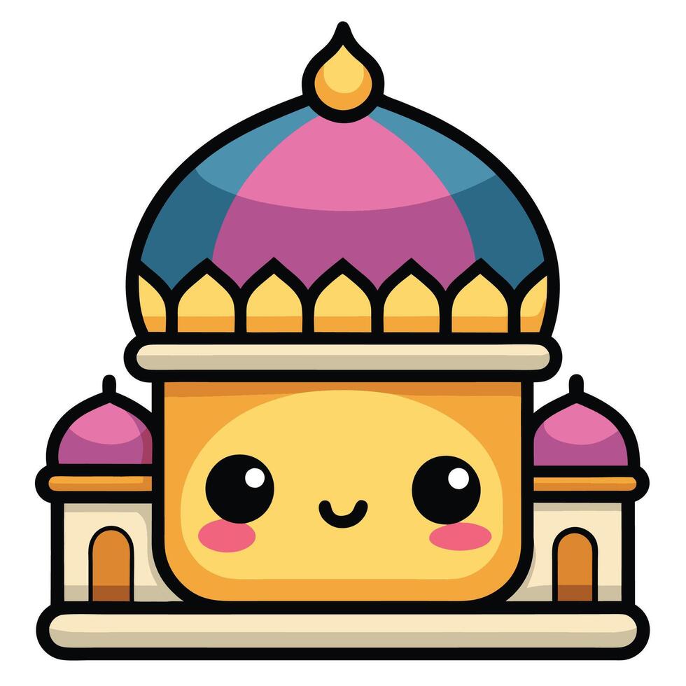 a cartoon building with a pink roof vector