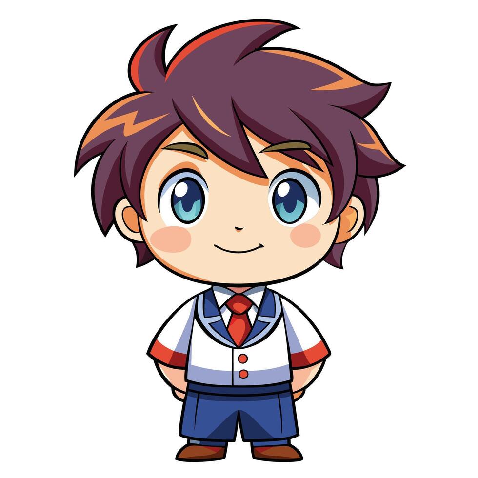 a cartoon boy in a school uniform, vector