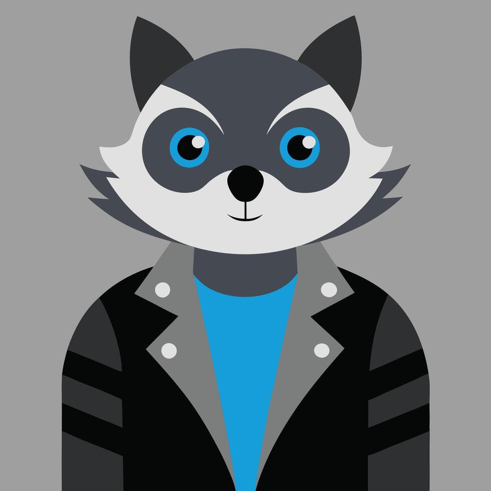 Cool Raccoon in Leather Jacket Cartoon Animal Illustration vector
