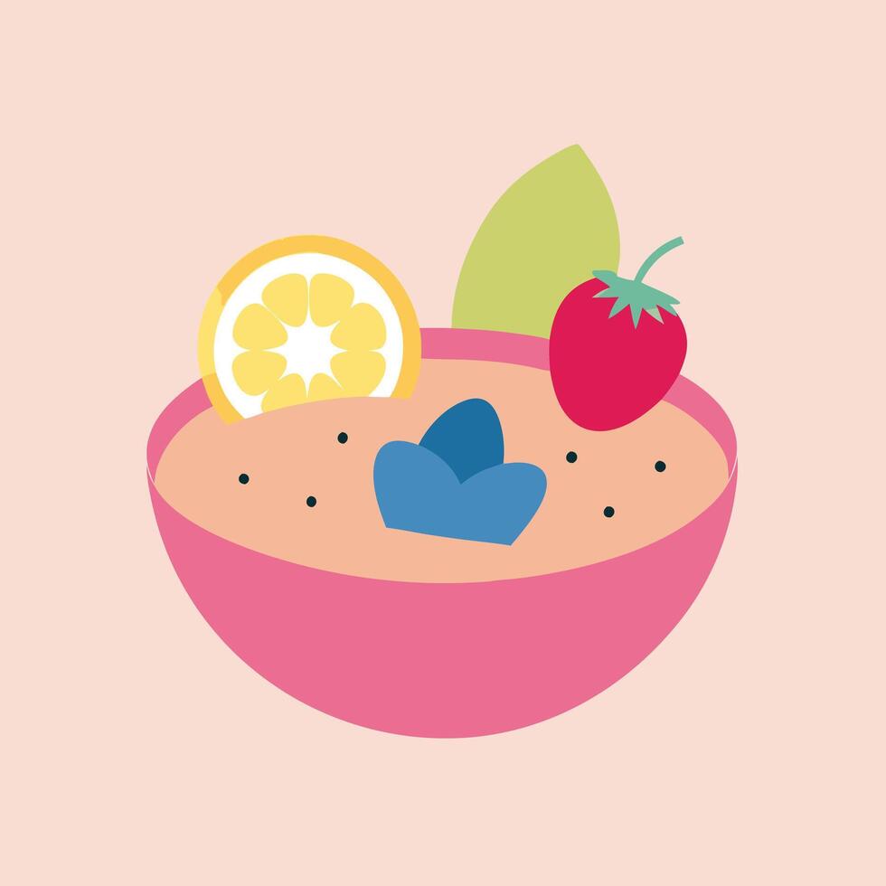 Delicious Fruit Smoothie Bowl Lemon, Strawberry, Blueberry Delight vector