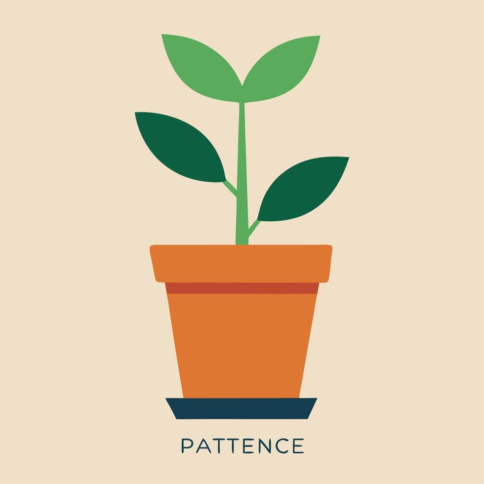 Plant Growth Patience Awaiting Sprout Development in Pot vector