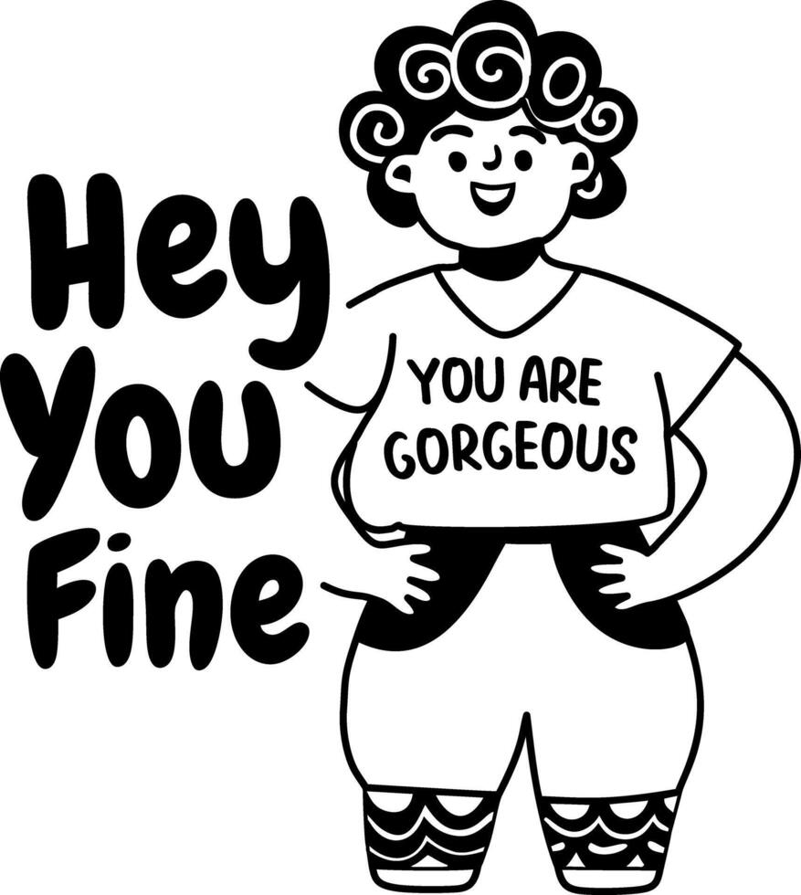 A glyph sticker of a character saying you are gorgeous vector