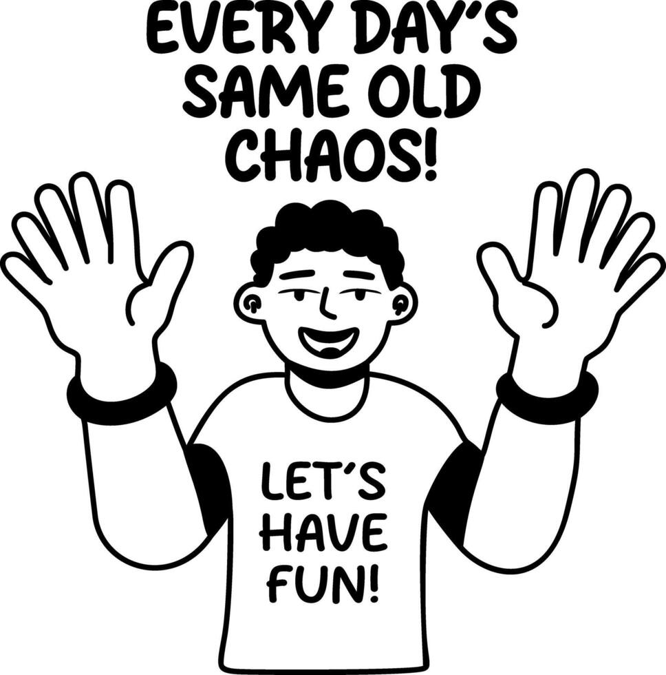 A glyph sticker of a character with have fun typography vector