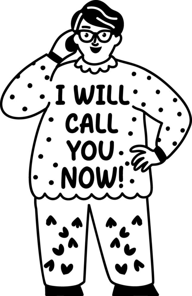 A glyph sticker of a man calling on mobile phone vector