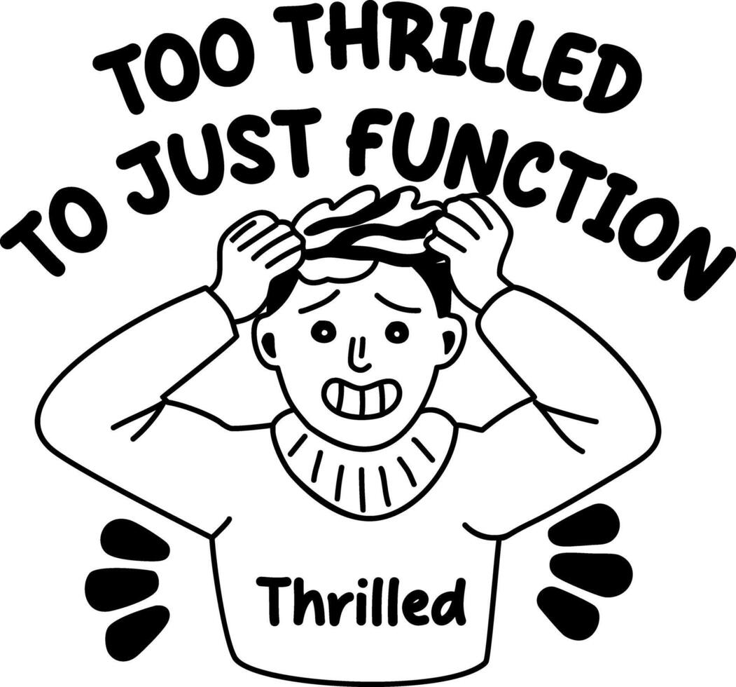 A glyph sticker of an excited character with thrilled typography vector