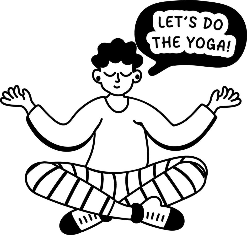 A glyph sticker of a character doing yoga vector