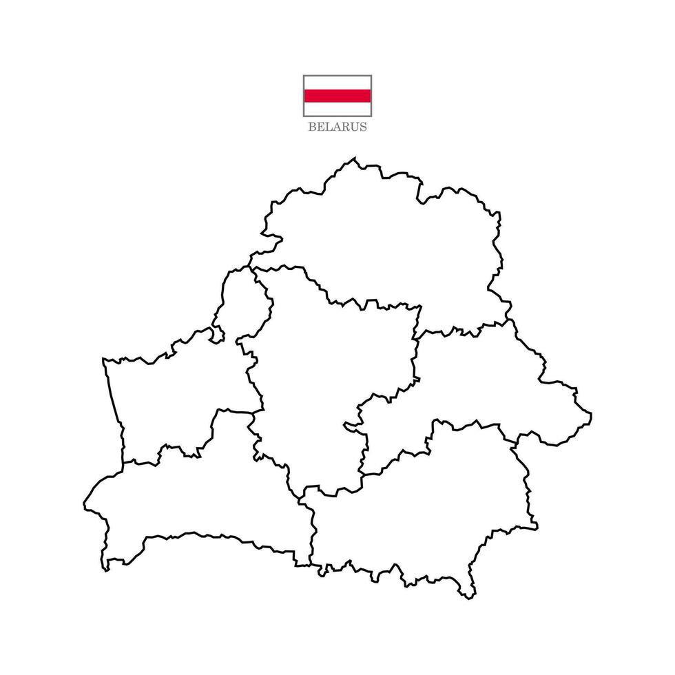 Illustration of a map of Belarus divided into states and territories. White flat map with black borders on a white background. Highly detailed. vector