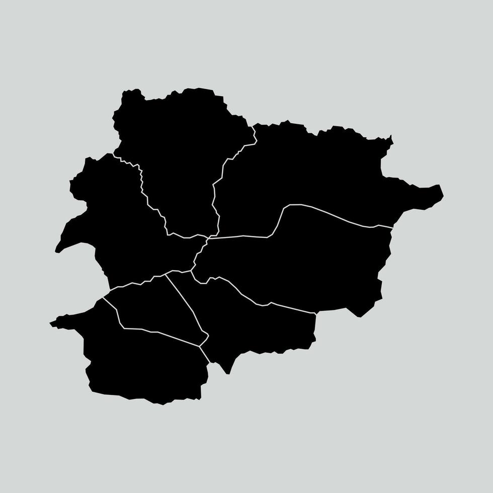 Illustration of a map andora territories. White flat design isolated on a white background. Highly detailed illustration europe vector