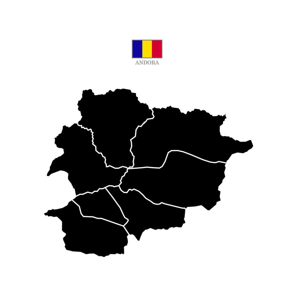Iillustration of a map of andorra territories with flag. White flat design isolated on a white background. Highly detailed illustration Europe vector