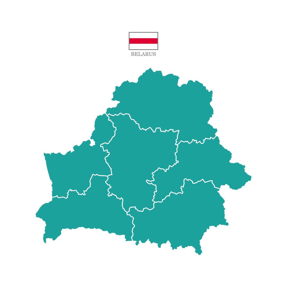 Turquoise map of Belarus divided into states and territories. White flat design isolated on a white background. Highly detailed illustration Europe vector