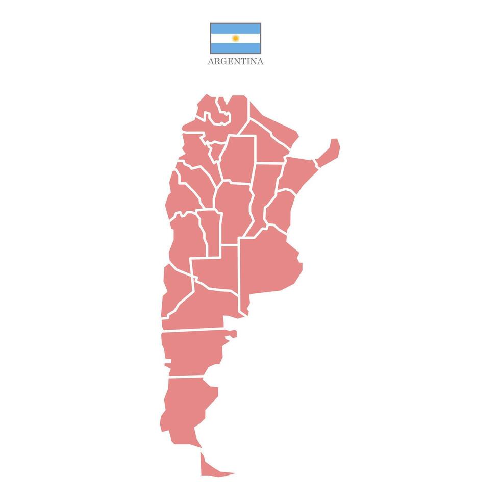 Red map of Argentina divided into states and territories. White flat design isolated on a white background. Highly detailed illustration Europe vector