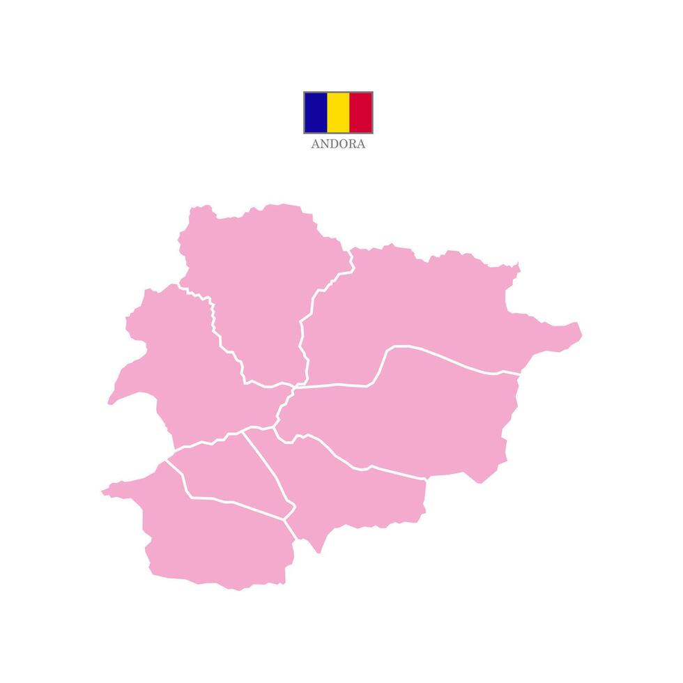 Pink map of andorra divided into states and territories. White flat design isolated on a white background. Highly detailed illustration Europe vector