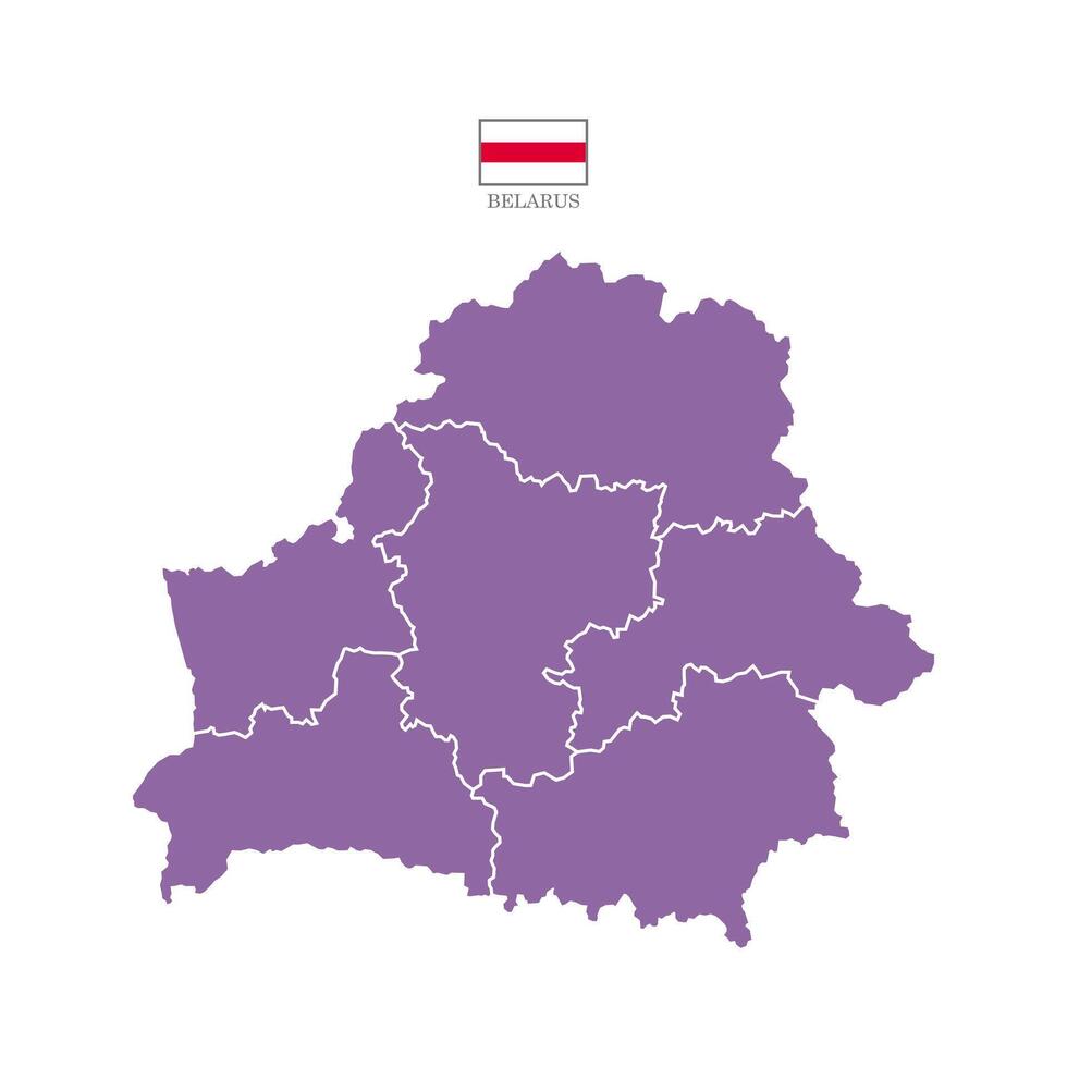 Purple map of Belarus divided into states and territories. White flat design isolated on a white background. Highly detailed illustration Europe vector