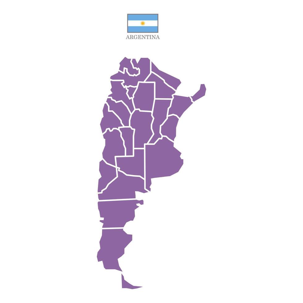 Purple map of Argentina divided into states and territories. White flat design isolated on a white background. Highly detailed illustration Europe vector