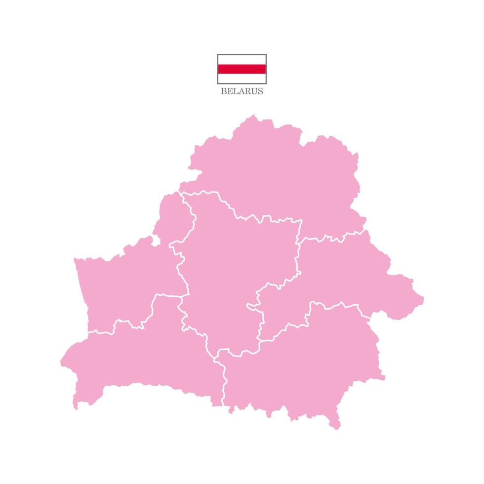 Pink map of Belarus divided into states and territories. White flat design isolated on a white background. Highly detailed illustration Europe vector