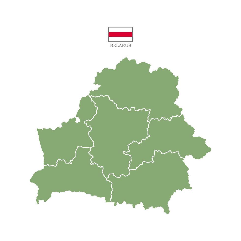 Green map of Belarus divided into states and territories. White flat design isolated on a white background. Highly detailed illustration Europe vector