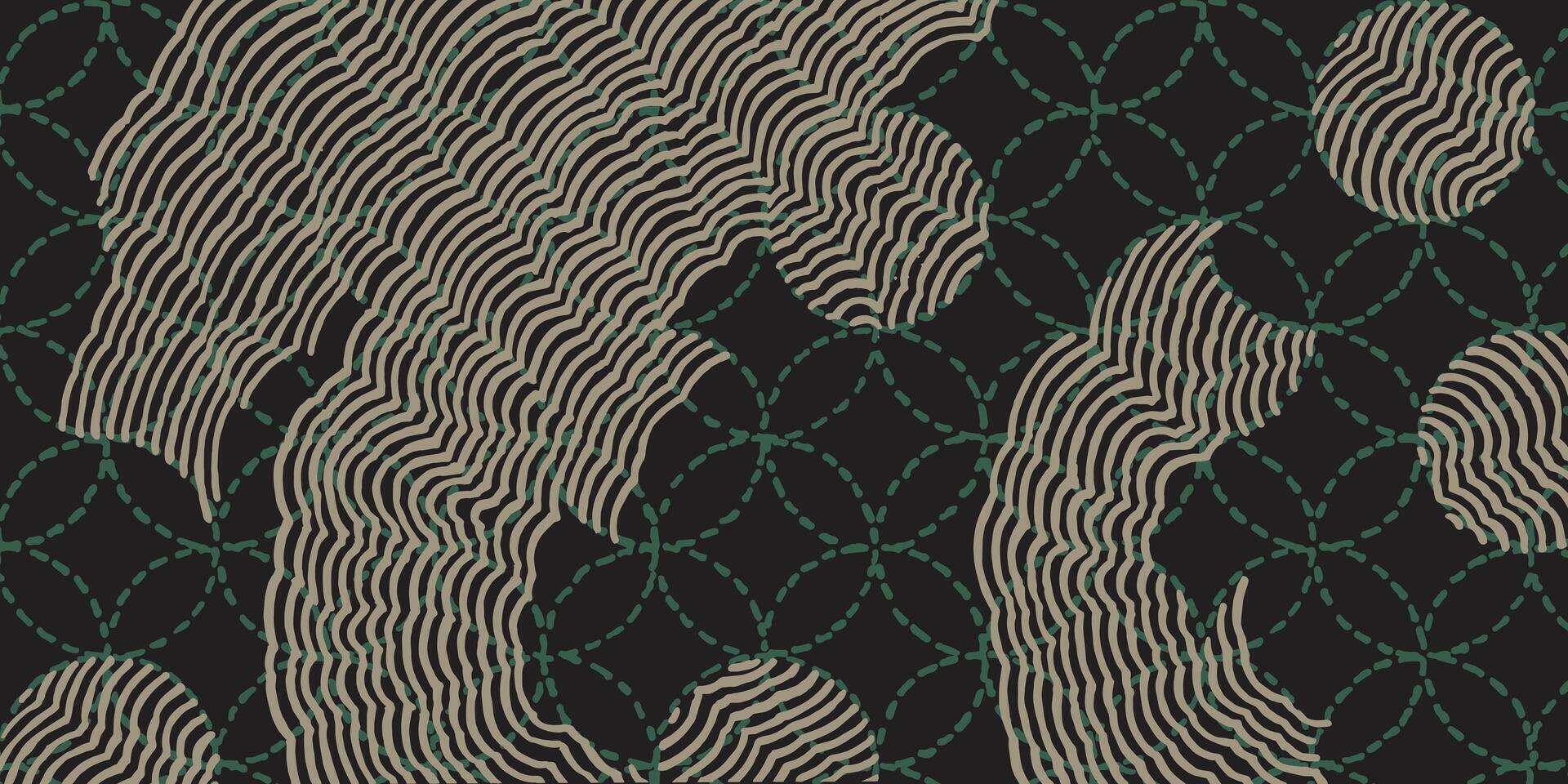 Crafted hand drawn brush line abstract pattern, Japanese and Ethnic folk inspired wood carving, weaving, sculpting textured surface background with Sashiko thread line vector