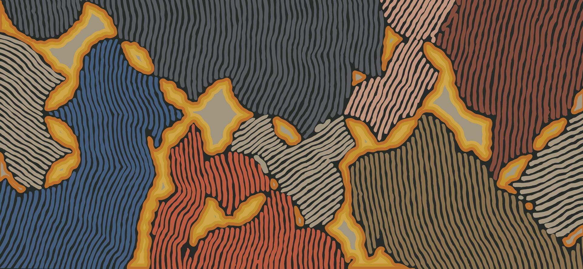 Crafted hand drawn brush line Kintsugi inspired abstract pattern, Japanese wood carving, weaving, basketry surface textured background, minimal graphic for fabric, carpet vector
