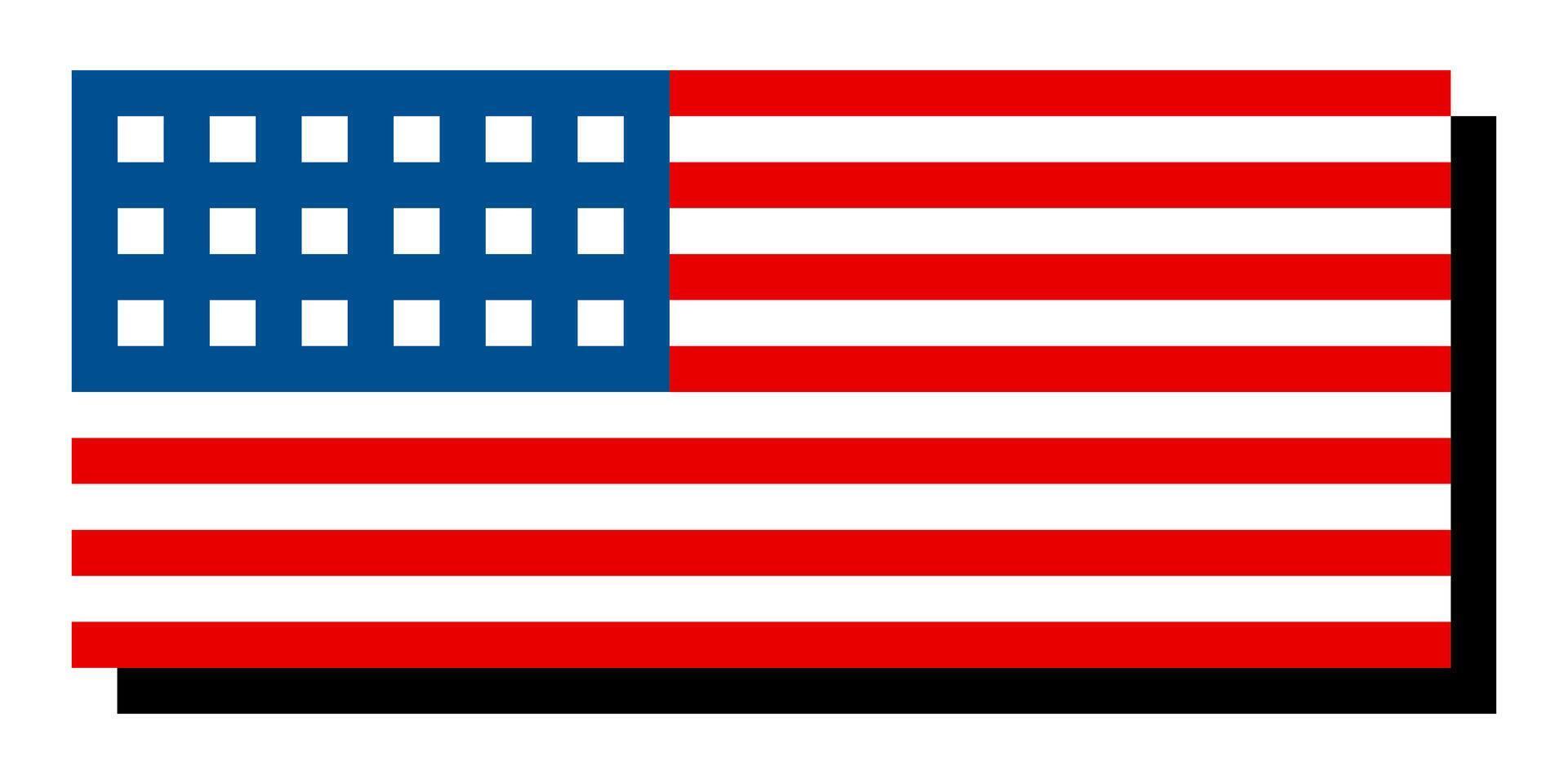 Flag of USA. Pixel art American flag icon. Illustration isolated on white background. vector