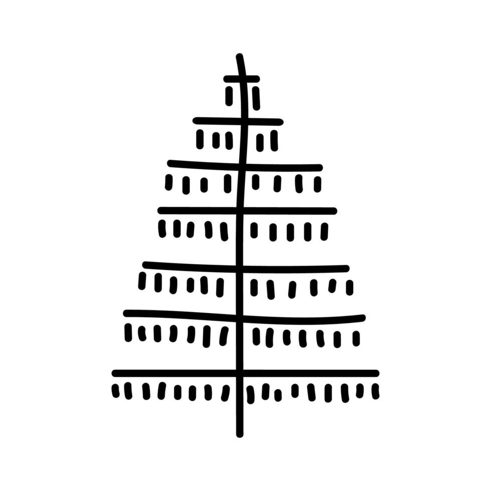 Simple hand-drawn Christmas tree design for festive decorations and crafts vector