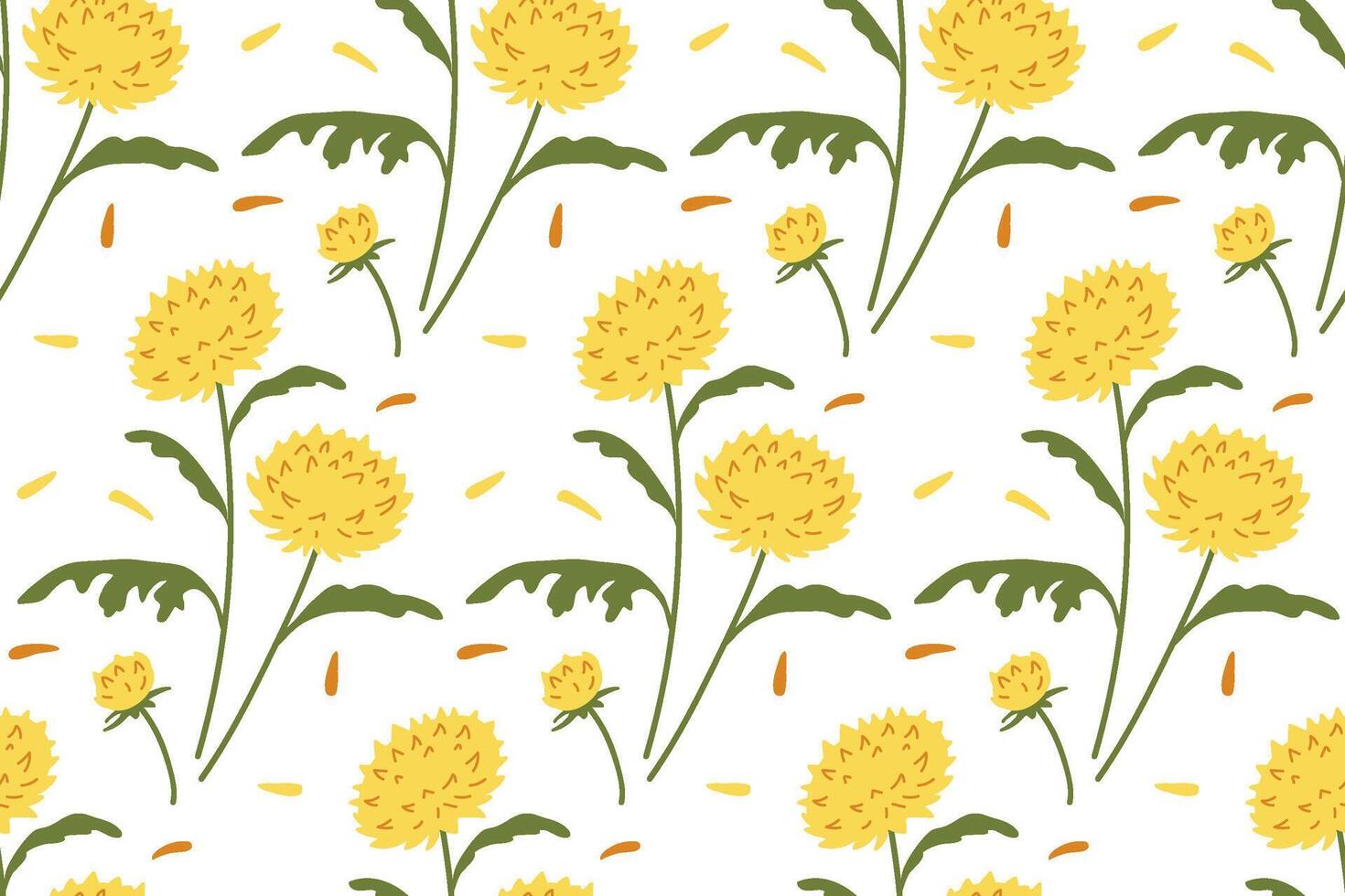 Vibrant yellow flowers create a cheerful pattern on a white background vector