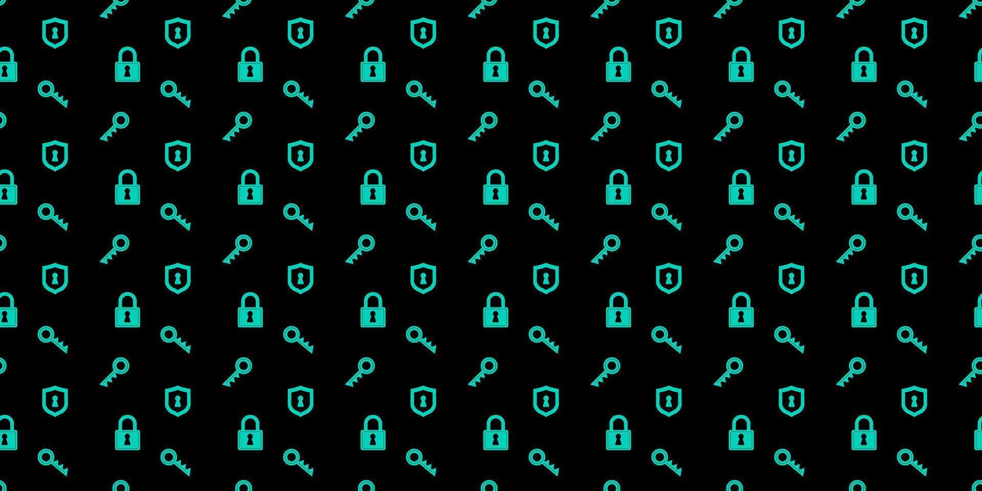 Digital pattern of keys and locks on a dark background showcasing security elements vector