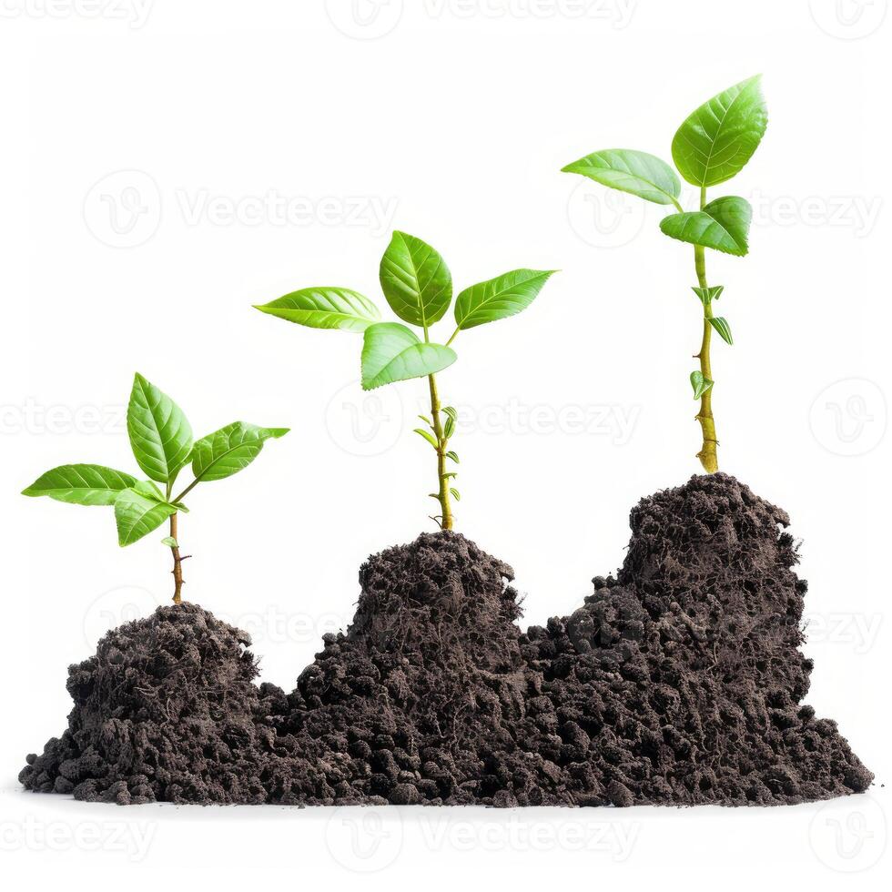 Plants growing from the ground showing a positive trend photo
