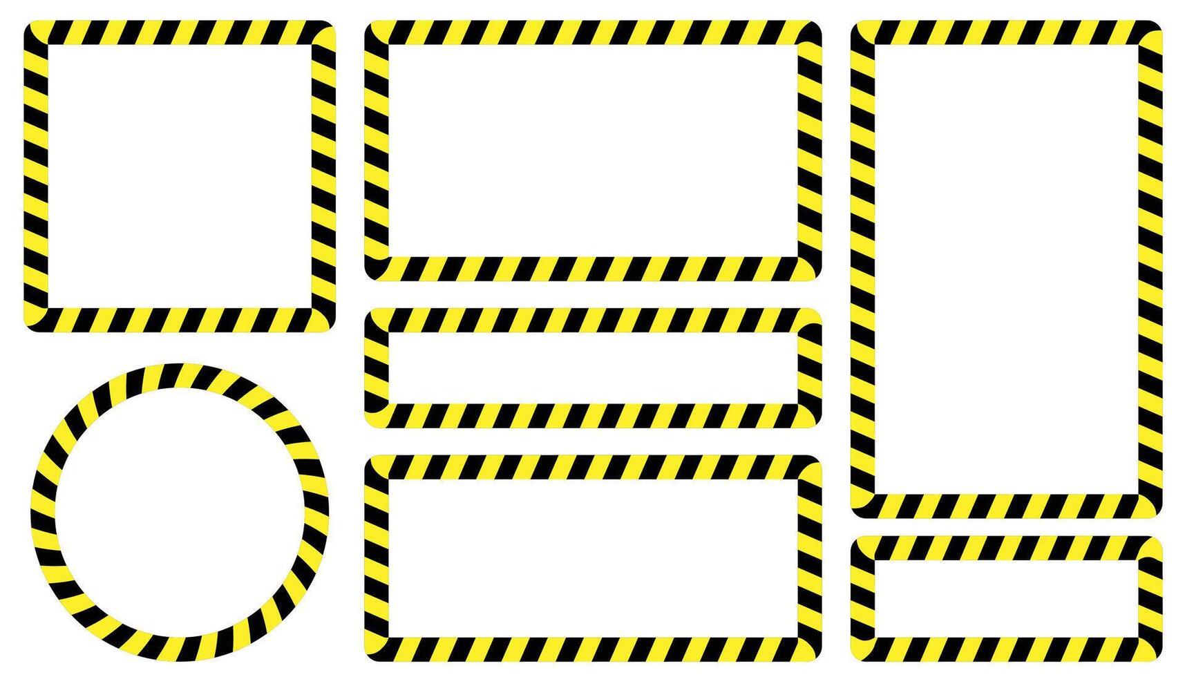 Warning striped frame, warning to be careful, potential danger, yellow and black stripes on the diagonal, template sign border yellow and black color. Construction warning border. vector