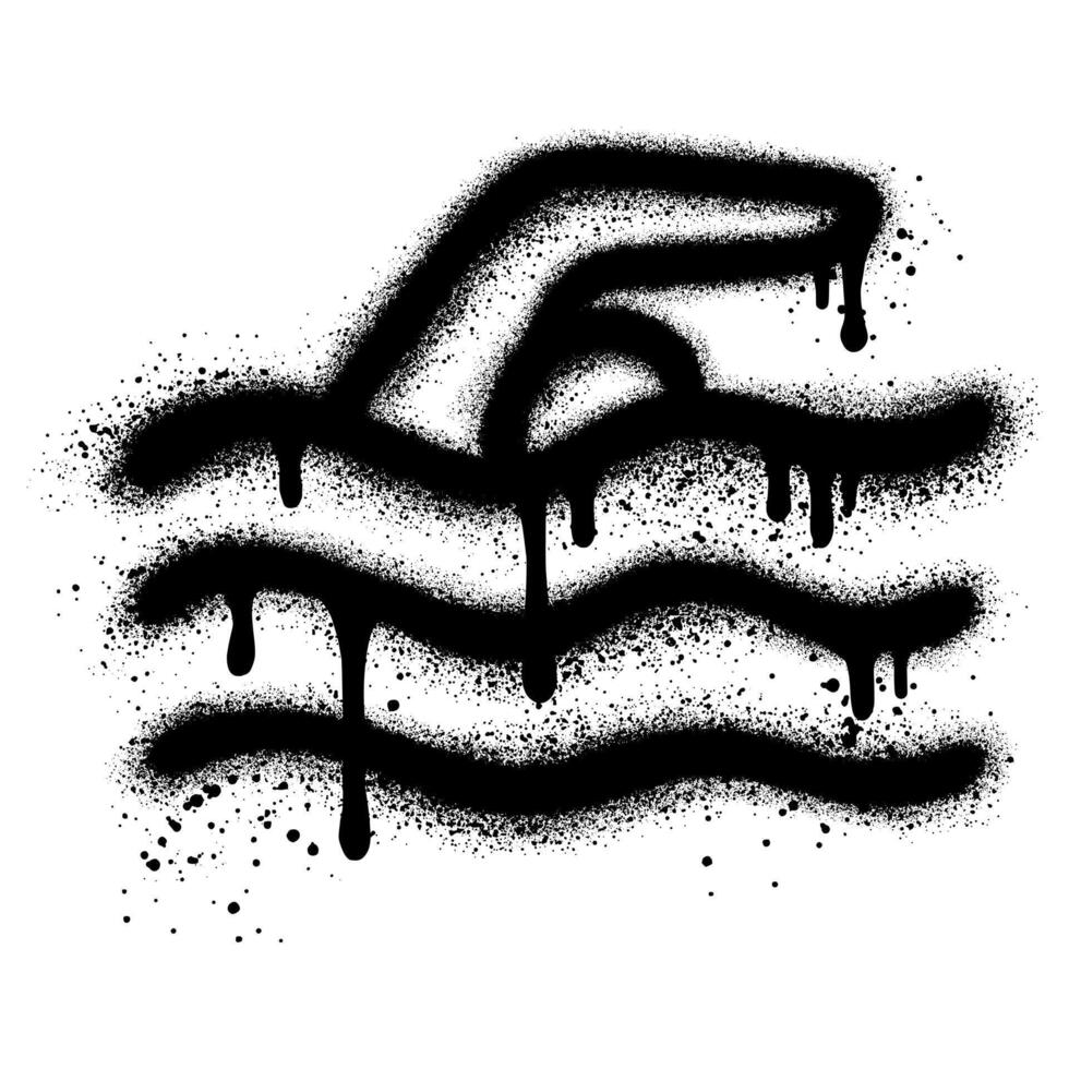 Swimming logo in urban graffiti style with black spray paint. vector