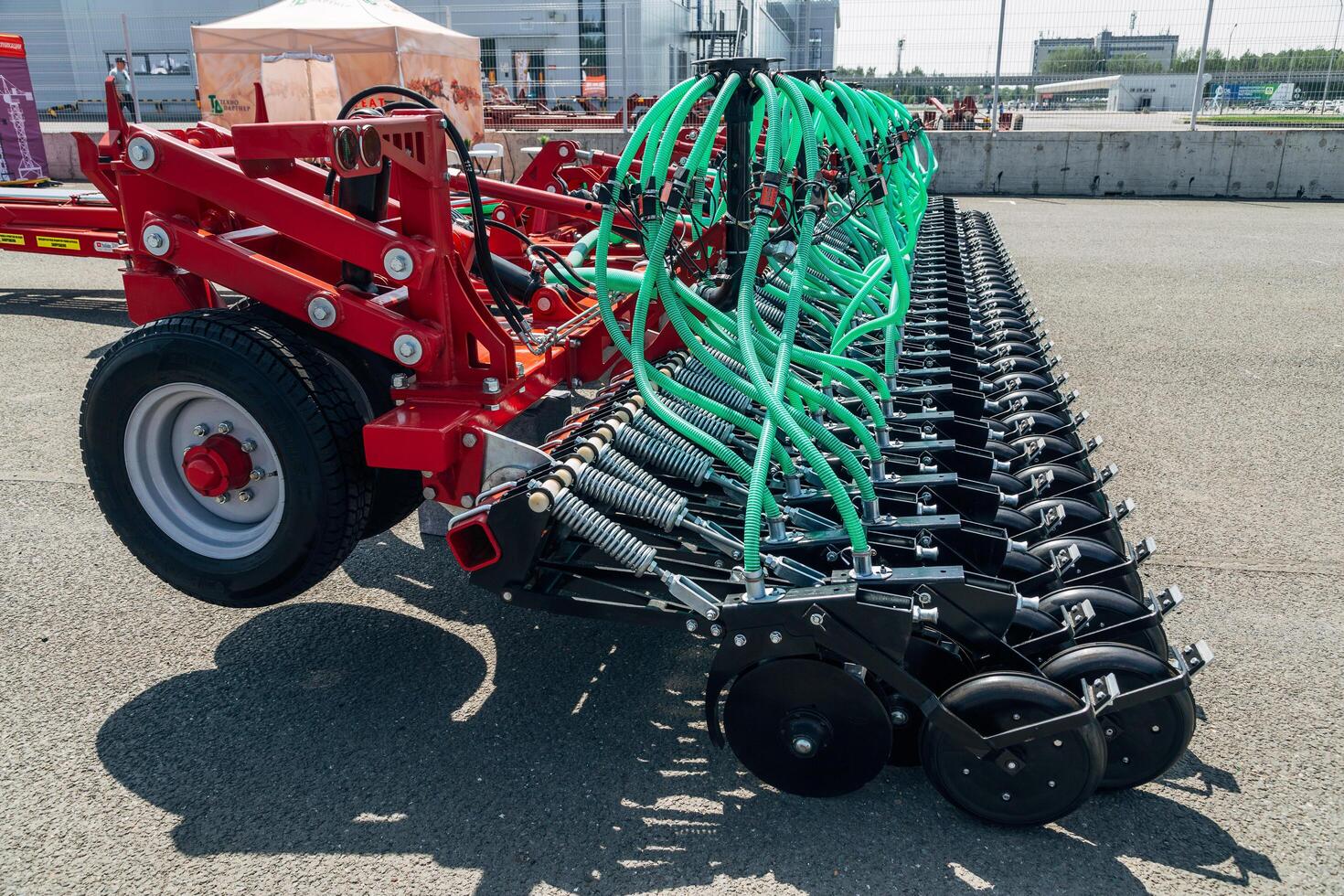 Republic of Tatarstan, Kazan - June 3, 2024. Row seed drill grain on exhibition. Precision seed drill photo