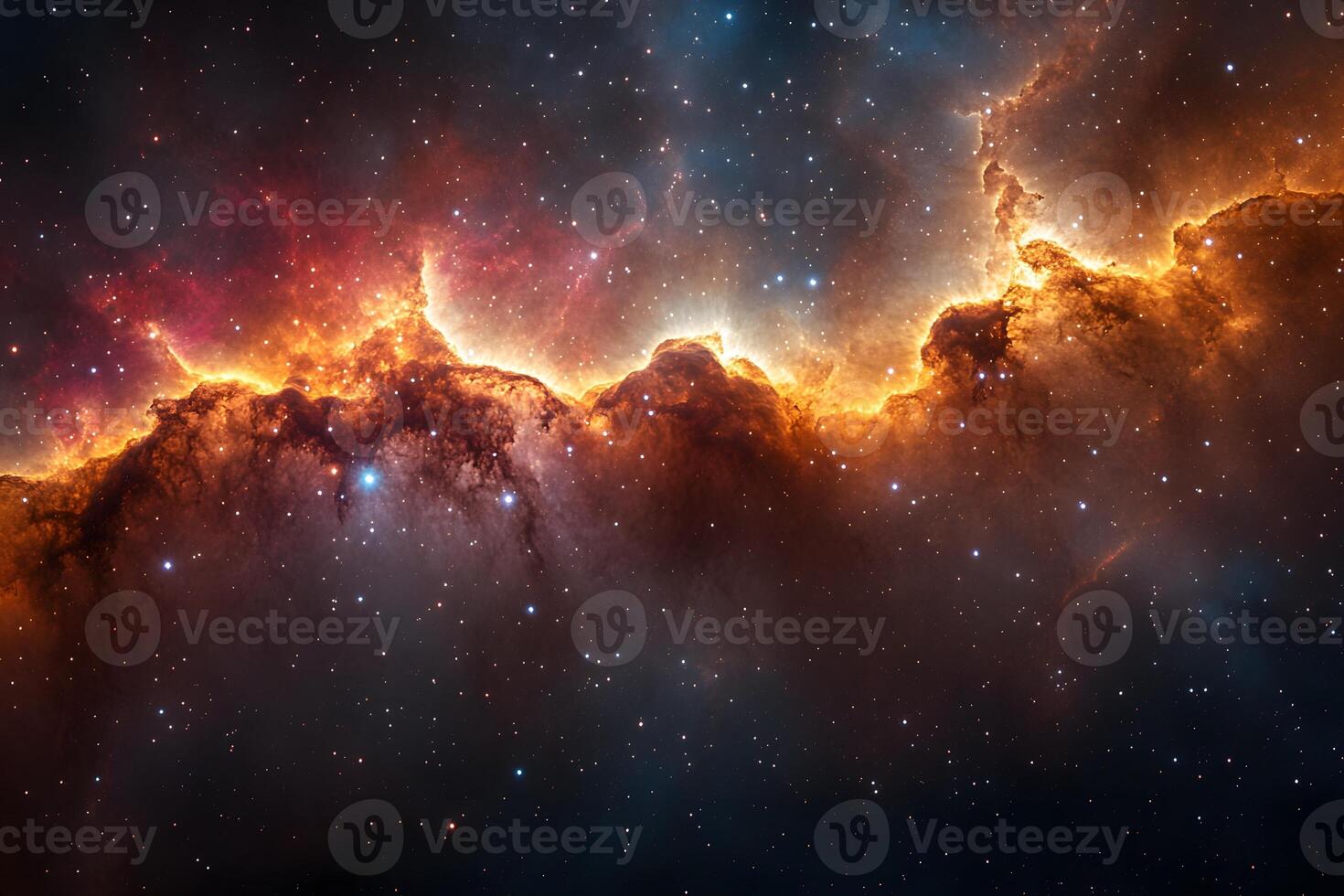 Colorful Interstellar Nebula with Stars in Deep Space for Cosmic Design photo