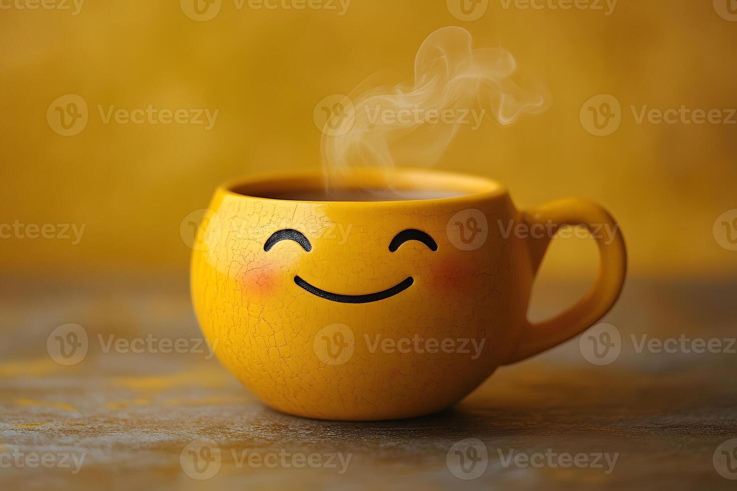 Cheerful Morning Coffee Concept with Smiley Face Mug photo