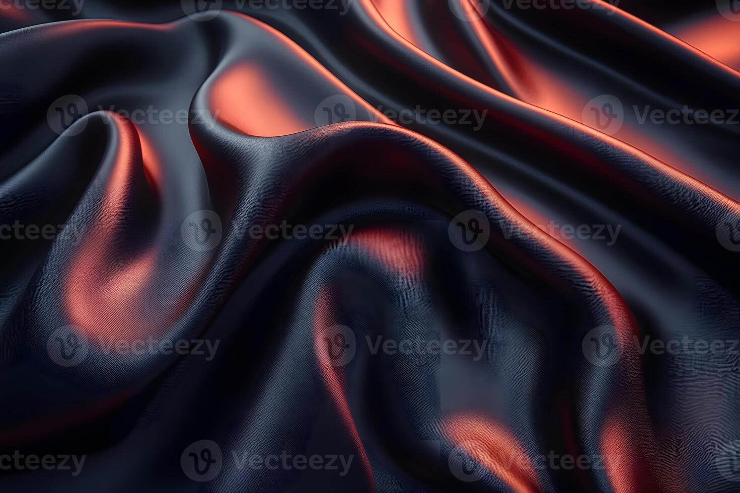 Luxurious Black and Red Satin Fabric Waves for Elegant Design and Background Concepts photo