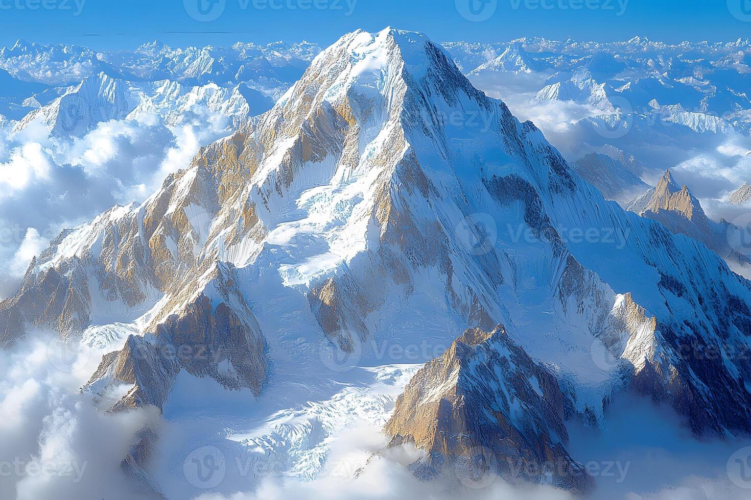 Majestic Mountain Peak Above the Clouds - Nature's Serenade in the Himalayas photo