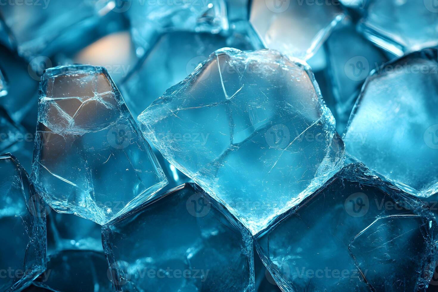 Abstract Frozen Beauty Close-Up of Blue Ice Cubes for Summer Design and Refreshment Concepts photo