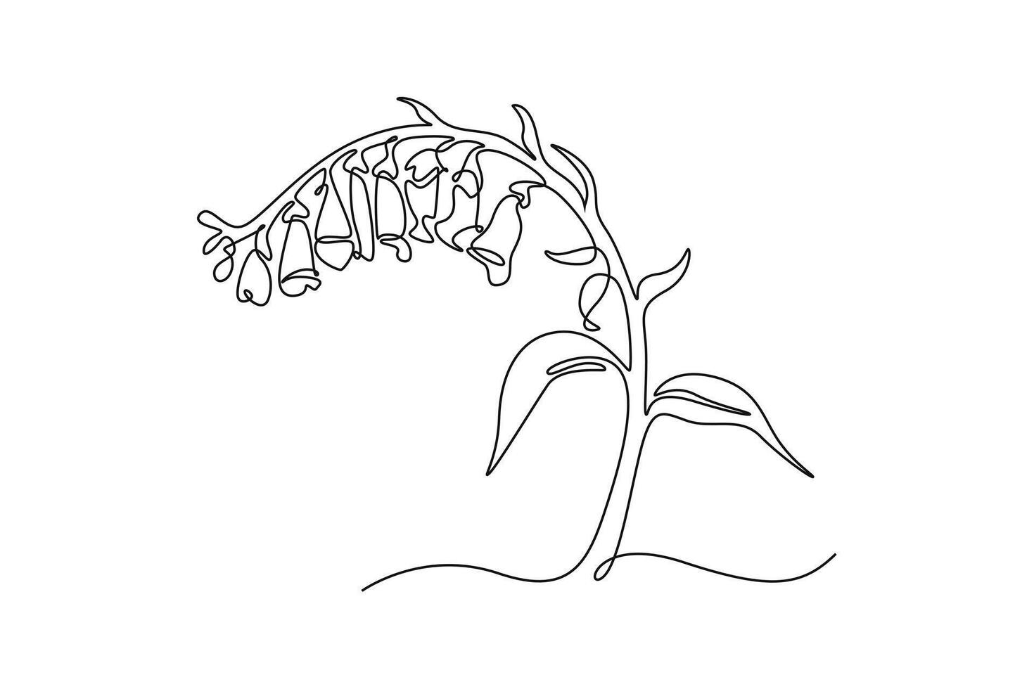 Continuous one line drawing of beauty fresh digitalis purpurea for home art wall decor poster print. Decorative foxglove flower greeting card frame. Single line draw design graphic illustration vector