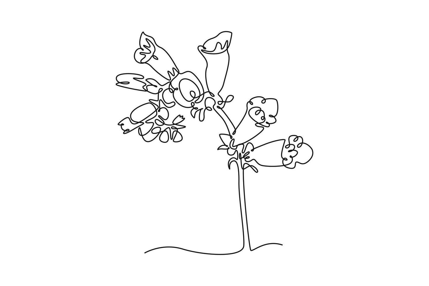 Continuous one line drawing beauty fresh digitalis purpurea for home art wall decor poster print. Decorative foxglove flower concept greeting card. Single line draw design graphic illustration vector