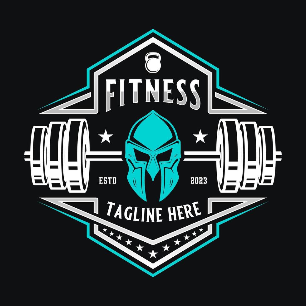 crossfit logo design. barbell and spartan helmet as an icon, perfect for fitness or gym sports vector