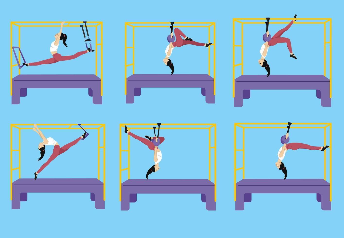 6 pilates moves yoga pose vector