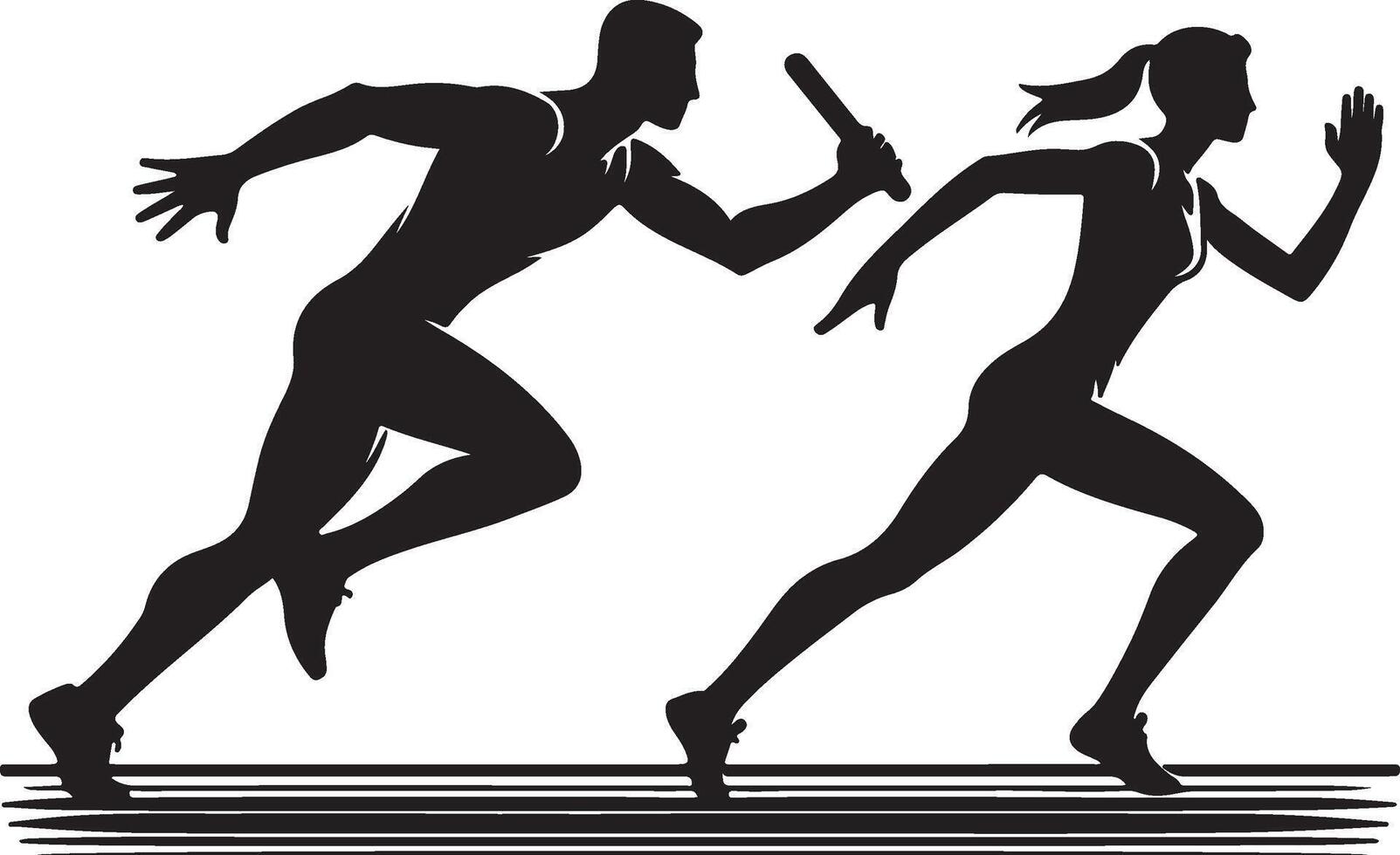 Two people running in silhouette on a white background vector