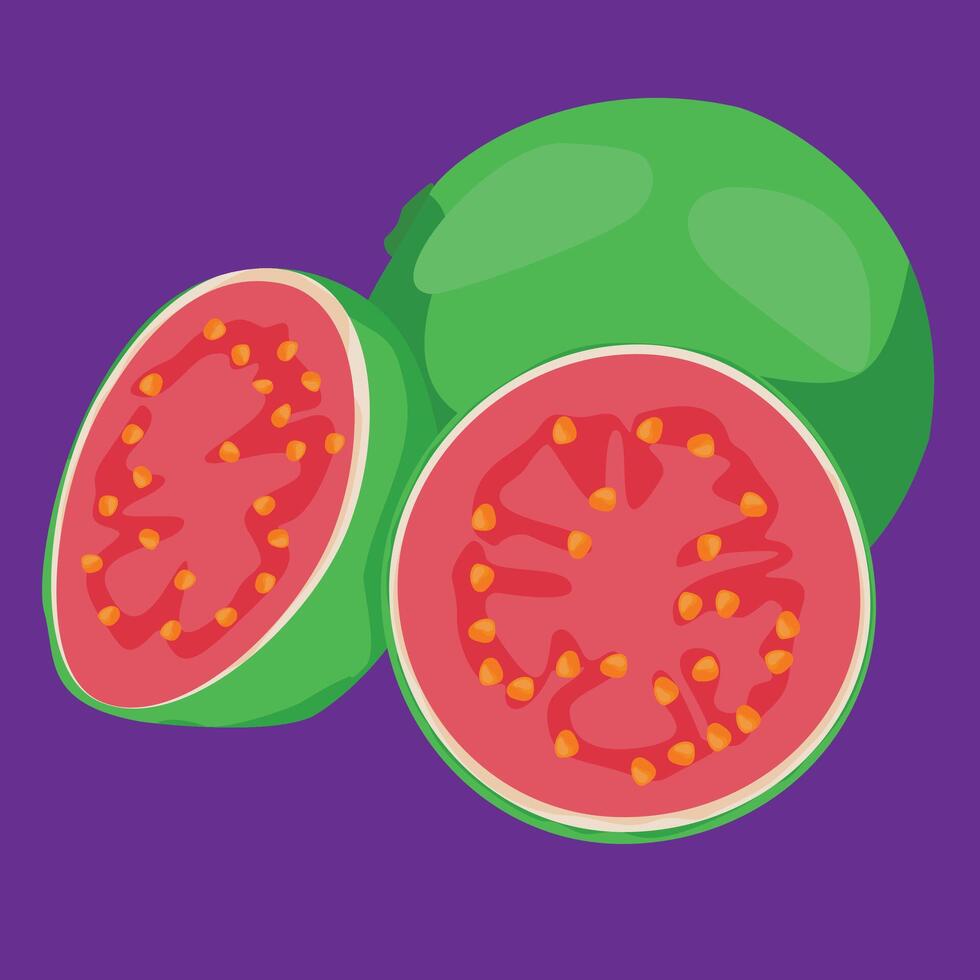 red guava fruit fresh flat design fruit exotic and fresh fruits vector