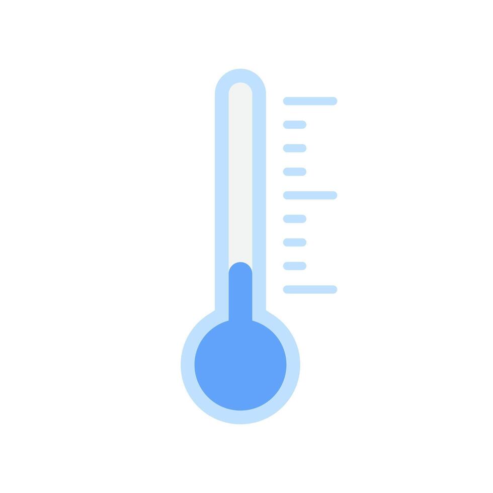 Low temperature icon in flat style. Cold thermometer sign symbol vector